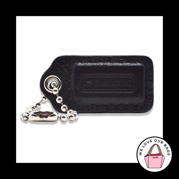 1.5" Small COACH Black Smooth Leather Nickel Key Fob Bag Charm Keychain Hang Tag - Picture 1 of 1